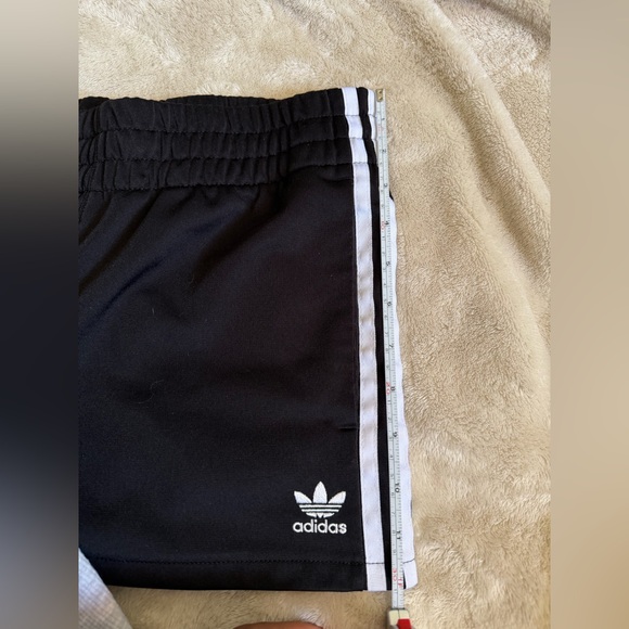 Adidas Women's Black Athletic Shorts with White Stripes - Picture 4 of 4